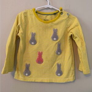 Baby Boden Yellow Striped Bunny Shirt